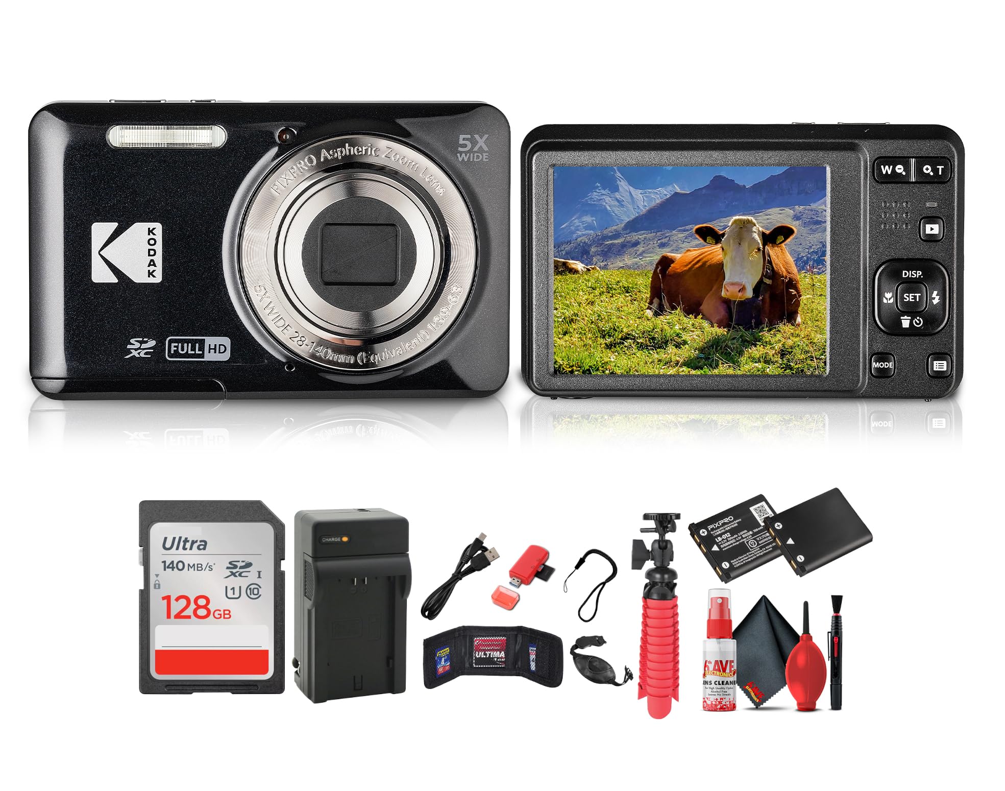 Buy Kodak Pixpro FZ55 Digital Camera (Black) Bundle Including: 128