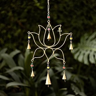 DULI Metal Windchime Wall Hanging, Feng Shui, Wall Art, Wall Decor, PositiveVibes, Rustic Wall Hangings, Wall Art, Diwali Decor, Diwali Decoration, Diwali Gifts (Lotus 20x10 Inches)