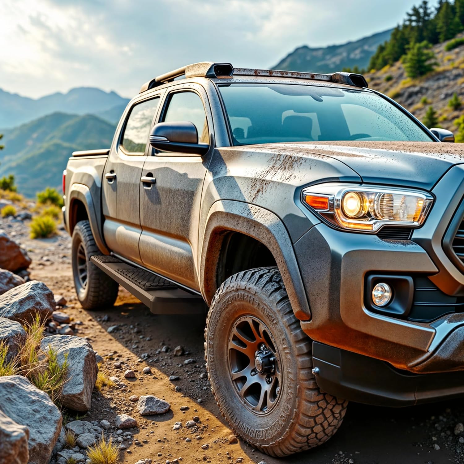 6 Inches Running Boards Compatible with 2019-2026 Chevy Silverado & GMC Sierra 1500 Crew Cab, 2020-2026 2500HD 3500HD Crew Cab, Black Side Step Nerf Bars Side Rail