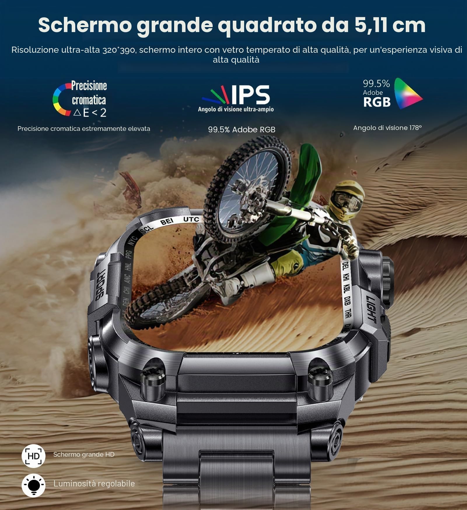 Smartwatch Uomo, 2.01" Militari Smart Watch con Chiamate 150+ Modalità Sportive 650 mAh LED Torcia Contapassi Sonno Cardiofrequenzimetro, Rugged Smart Watch Impermeabile per Android iOS(Nero)