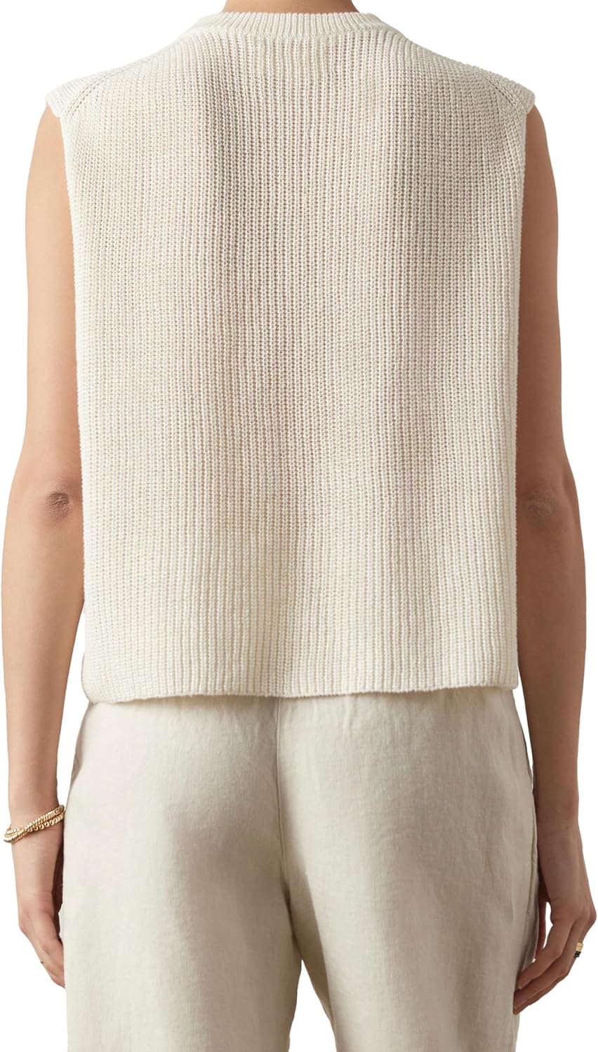 Velvet by Graham & Spencer Women's Gardena Textured Linen Sweater Vest - Image 3