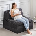 Hobestluk Sofa Couch Folding Sofa Bed Comfy Floor Lounger Convertible Sofa with Removable Cushion Couches for Small Spaces Foldable Mattress for Living Room Bedroom or Office (Cordury Grey, Large)