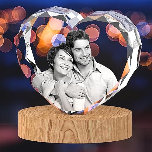 Miniatura 2 de Foto de corazón de cristal 3D, regalo personalizado para el día de la madre, tu foto para mamá, papá, ella, él, imagen grabada, grabado láser
