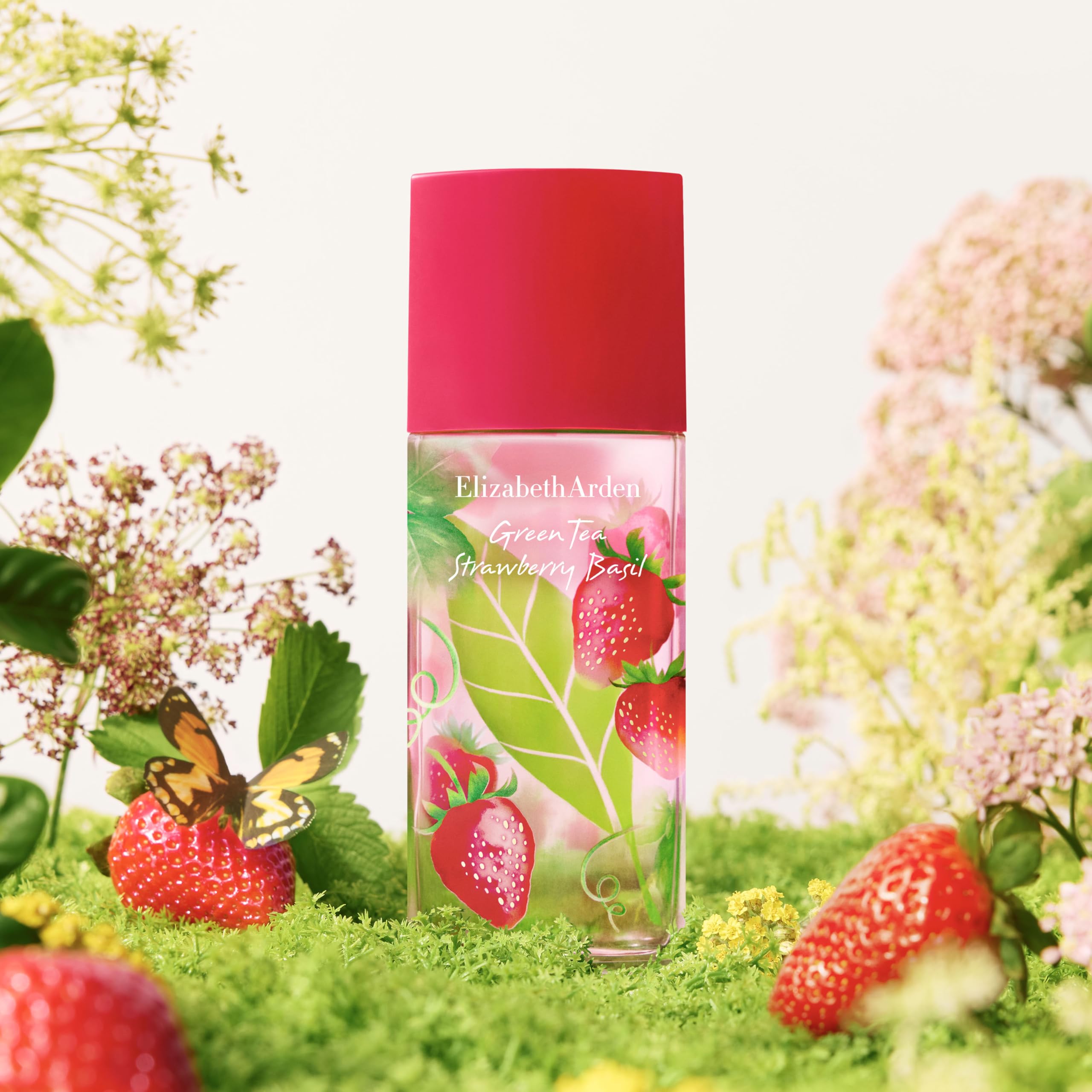Elizabeth Arden Perfumy damskie Green Tea Strawberry Basil, świeża i owocowa damska woda toaletowa z nutami truskawki, bazylią i zieloną herbatą, długotrwały zapach o lekkim i orzeźwiającym zapachu