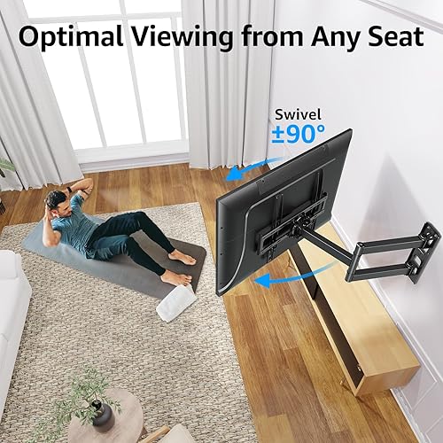 Miniatura 3 de MOUNTUP Soporte de pared para TV de movimiento completo para televisores de 26 a 55 pulgadas, soporte de pared de esquina con brazo articulado único
