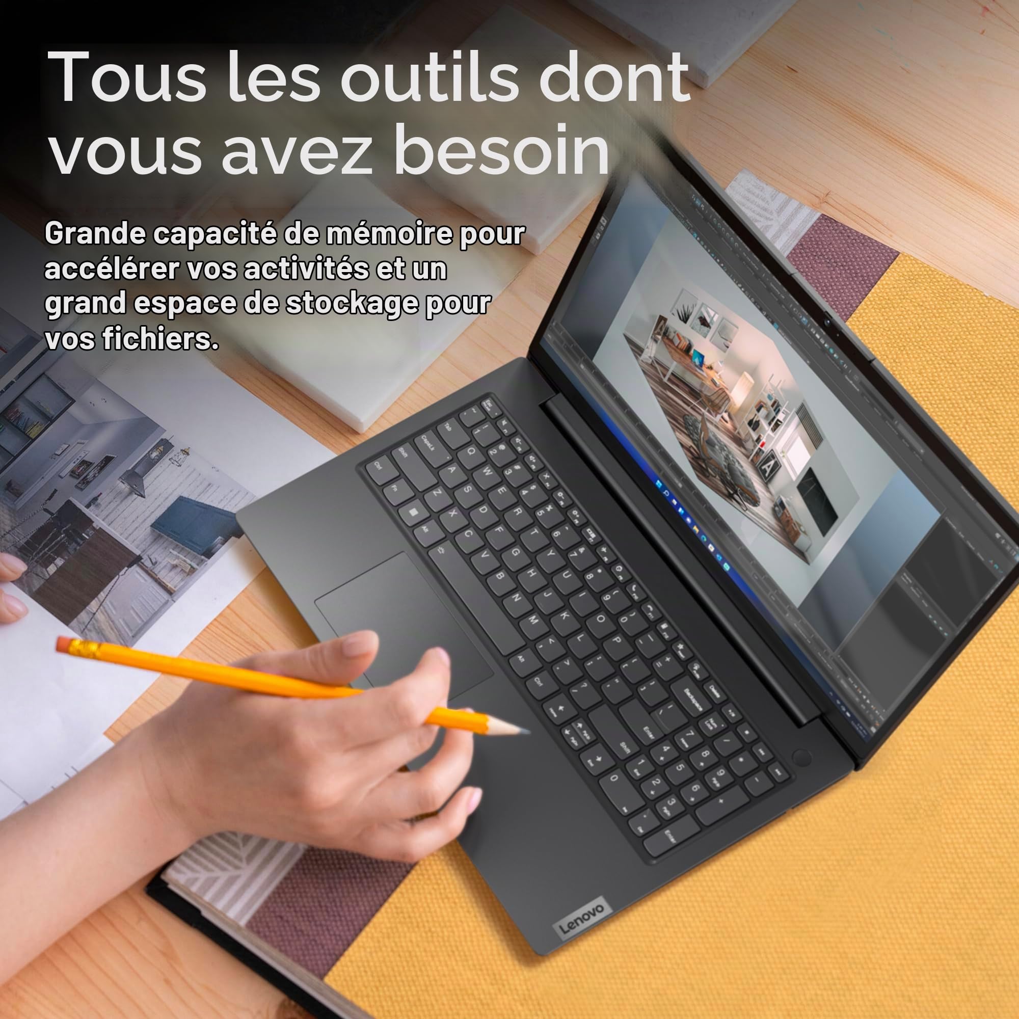 Lenovo Notebook V15 G4 IRU 15,6" i5-13420H 3,4 GHz RAM 16 Go -SSD 512 Go NVMe-Win 11 Prof Black (83A100A6IX). Marque :