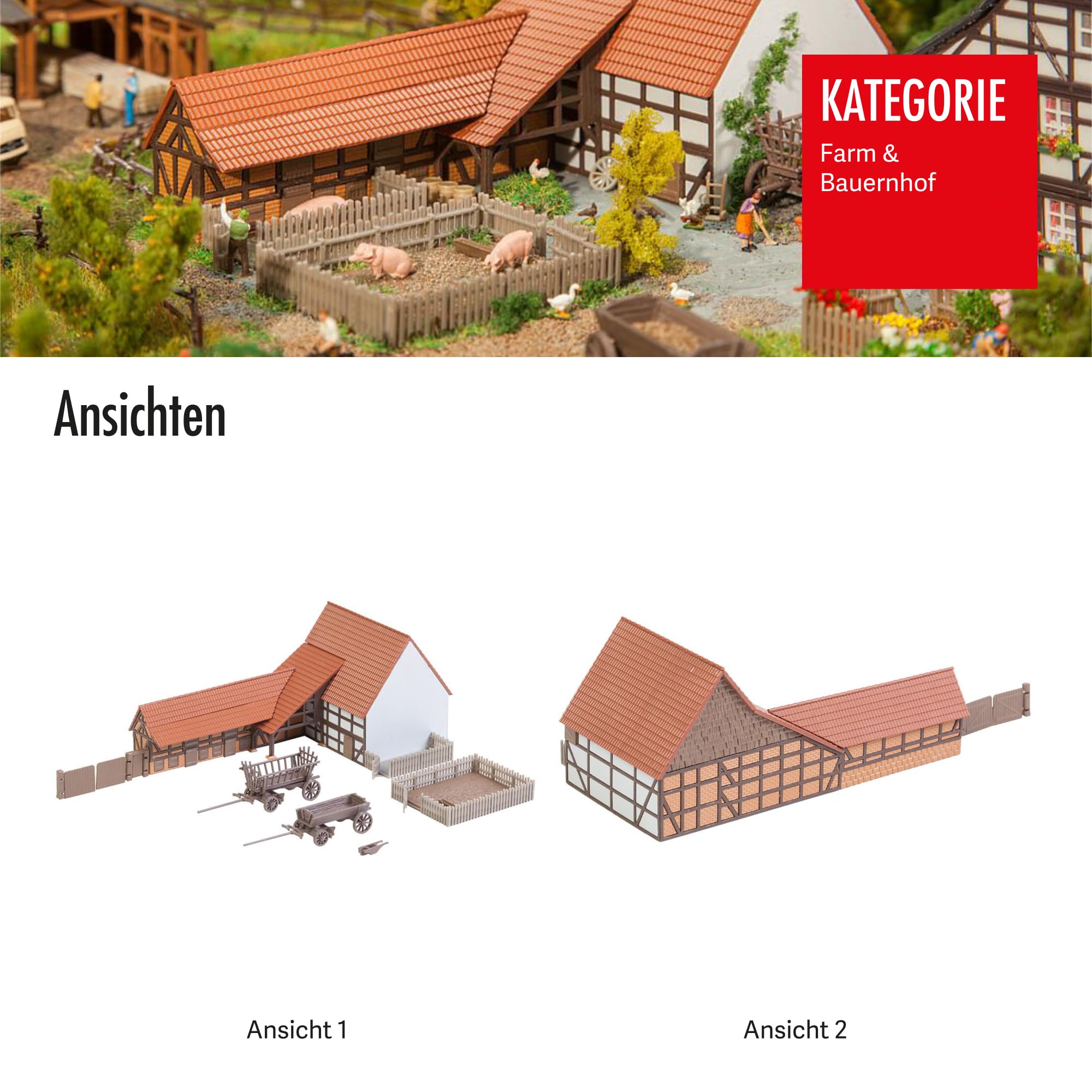FALLER 232371 N Landwirtschaftliches Gebäude mit Zubehör, Braun und Creme