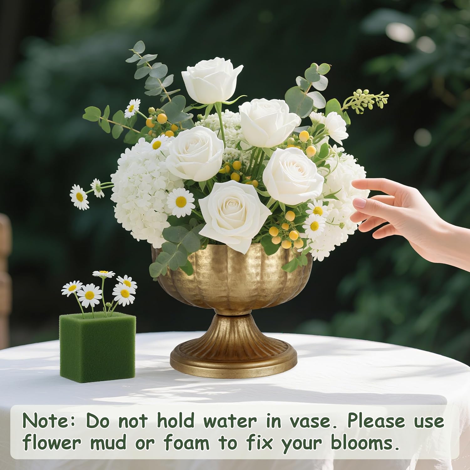 Retro Gold Vases for Centerpieces Set of 8 Brass Metal Vases for Flowers Decorative Pedestal Bowl for Table Centerpieces Floral Arrangments on Housewarming Wedding Party