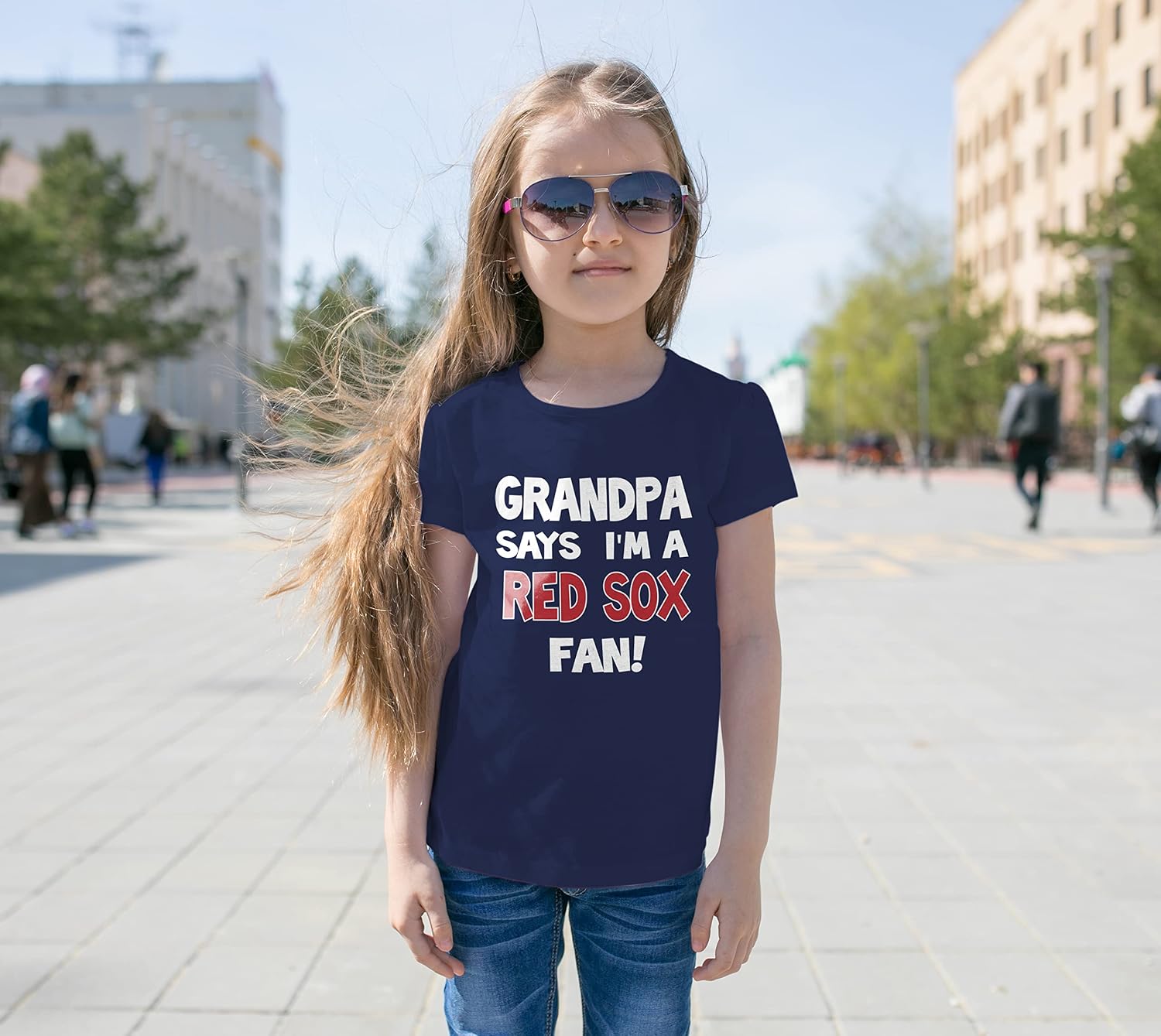 NanyCrafts' Grandpa Says I'm a Red Sox Fan Kids Shirt, Children Red Sox Fan