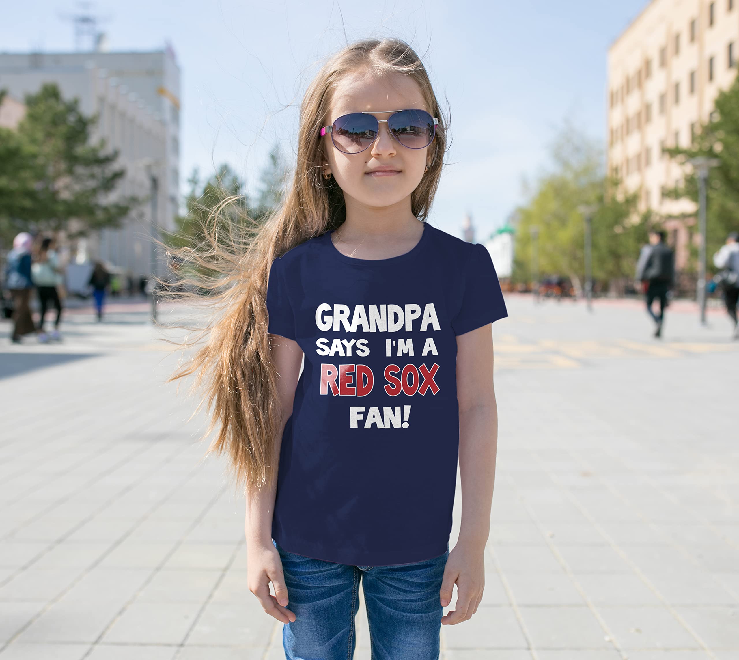 NanyCrafts Kid's Grandpa says I'm a Red Sox Fan T-Shirt 18 Months White