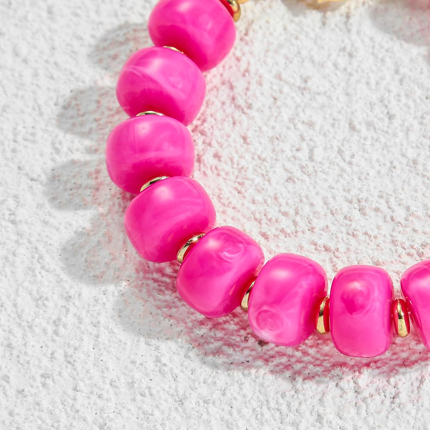 Chunky Beaded Bracelets for Women Boho Multicolor Acrylic Resin Beads Bracelet Adjustable Statement Bracelet Summer Beaded Jewelry