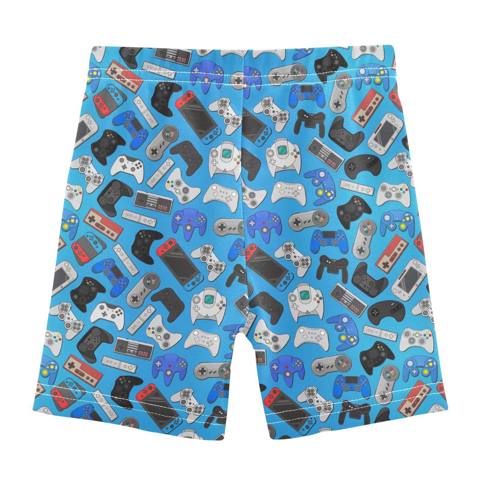 Aflyko Girls' Shorts Joystick Video Game Controller Oldschool Blue Soft Summer Boxers Short Leggings Dance Bottoms