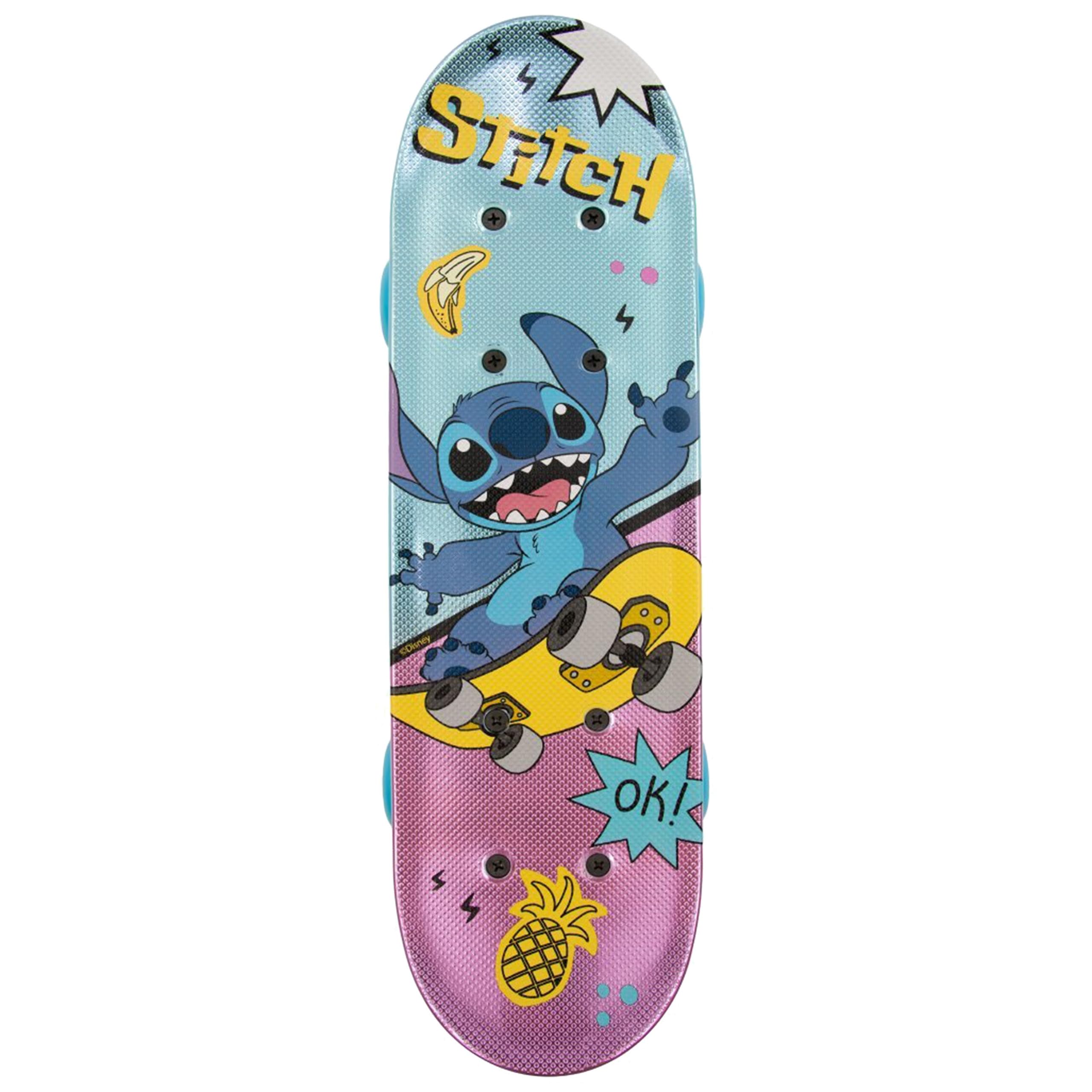 DISNEY Stitch Skateboard per bambini 42 cm, tavola antiscivolo, leggera, STABILE fino a 20 kg
