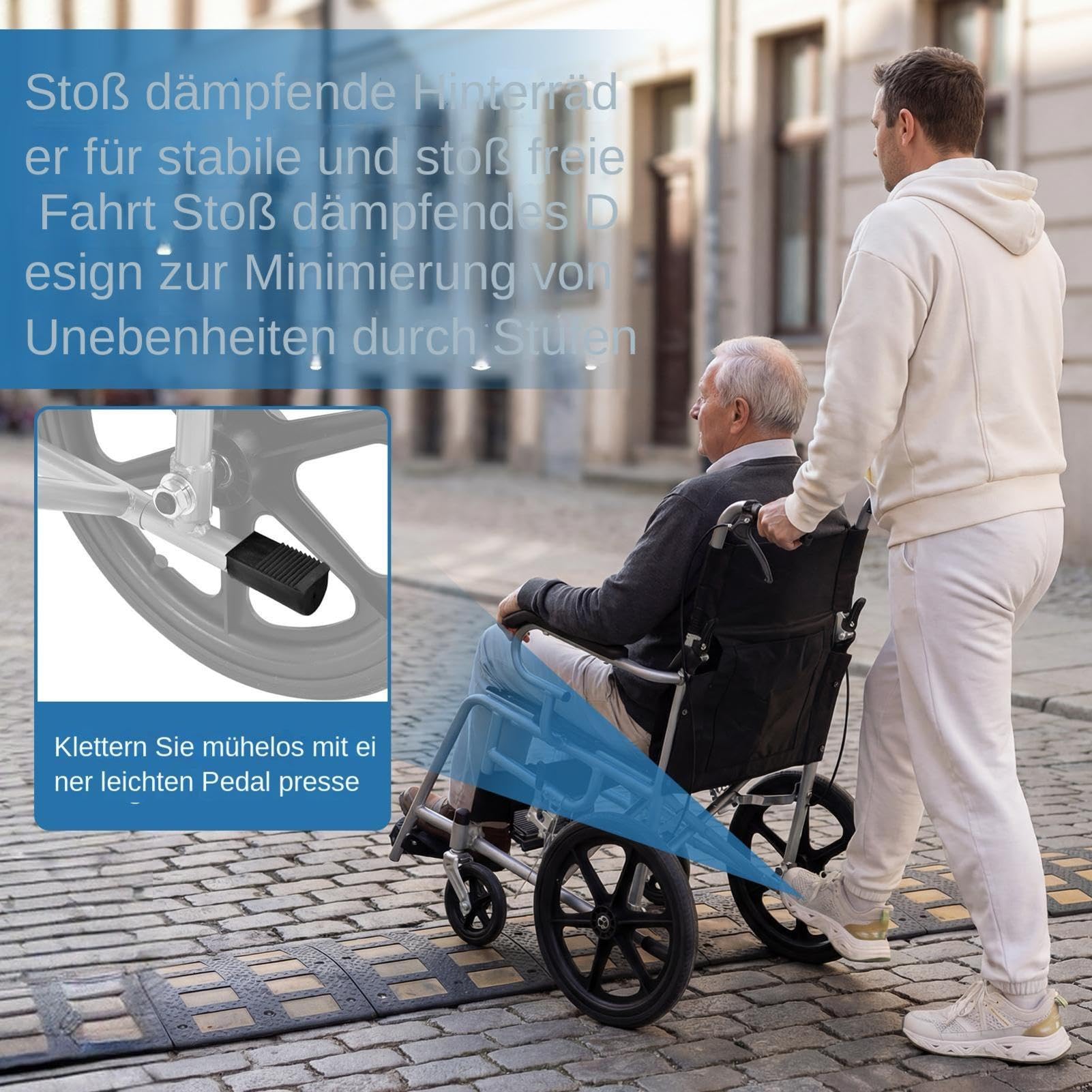 Silla de ruedas ultraligera, plegable, ligera, 100 kg, plegable y ligera, freno en las asas, silla de ruedas de viaje para discapacitados y personas mayores, apoyabrazos, ligera, asiento de 46 cm