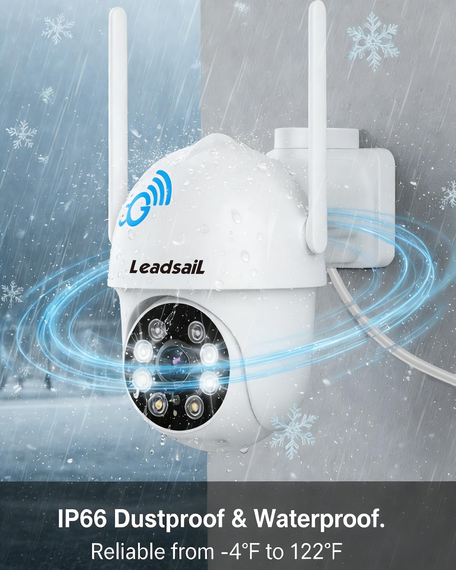 LeadsaiL 2K 3MP Überwachungskamera Aussen PTZ WiFi Kamera für Home Security
