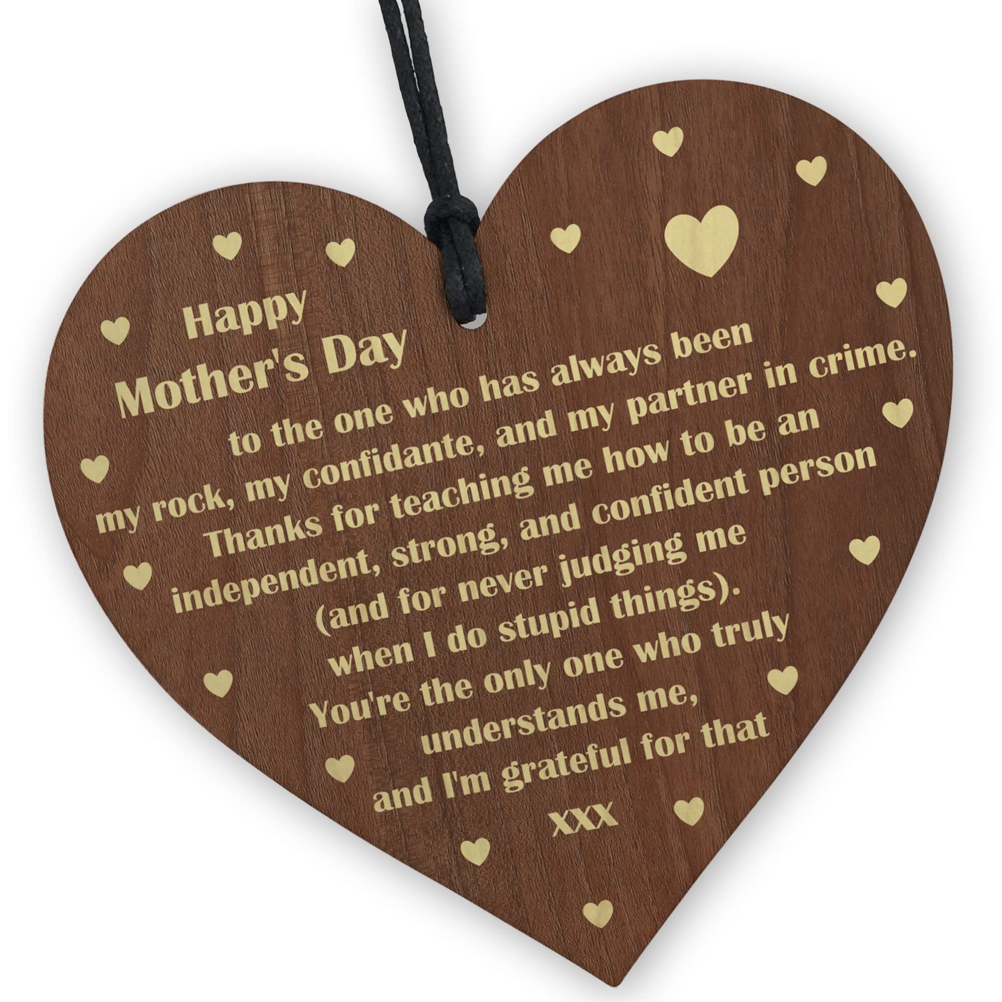 Red Ocean Wooden Hanging Heart Gift For Mum On Mothers Day Appreciation Gift Grateful Gift From Daughter Son Keepsake