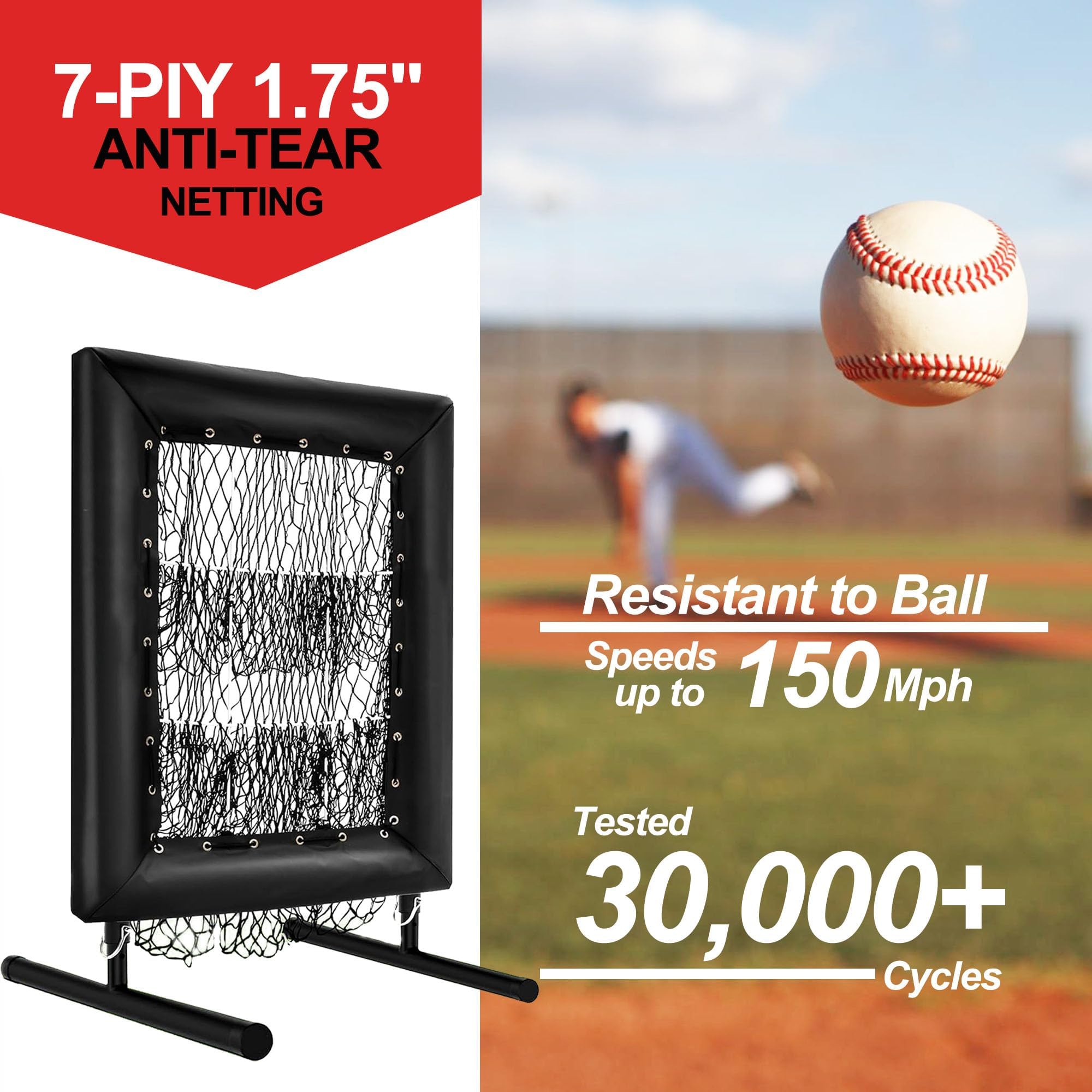 Red de Lanzamiento de béisbol de 9 Agujeros con Zona de golpeo, Red de béisbol y softbol con Zona de Ataque Realista, Altura Ajustable en 5 Posiciones, 116 x 66 x 60 cm