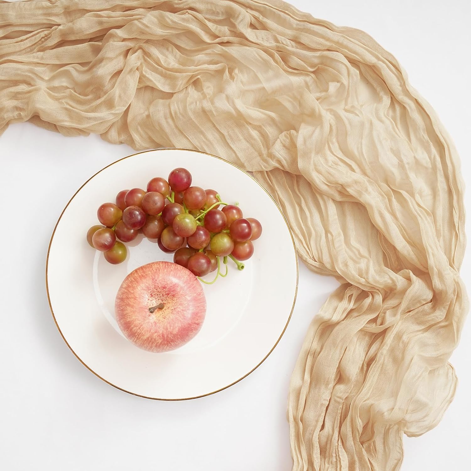 12 Pack Beige 20x120 Inch Cheesecloth Table Runner 10FT Boho Gauze Rustic Gauze Cheese Cloth Table Runners for Wedding Party Baby Shower Birthday Banquet Spring Decor