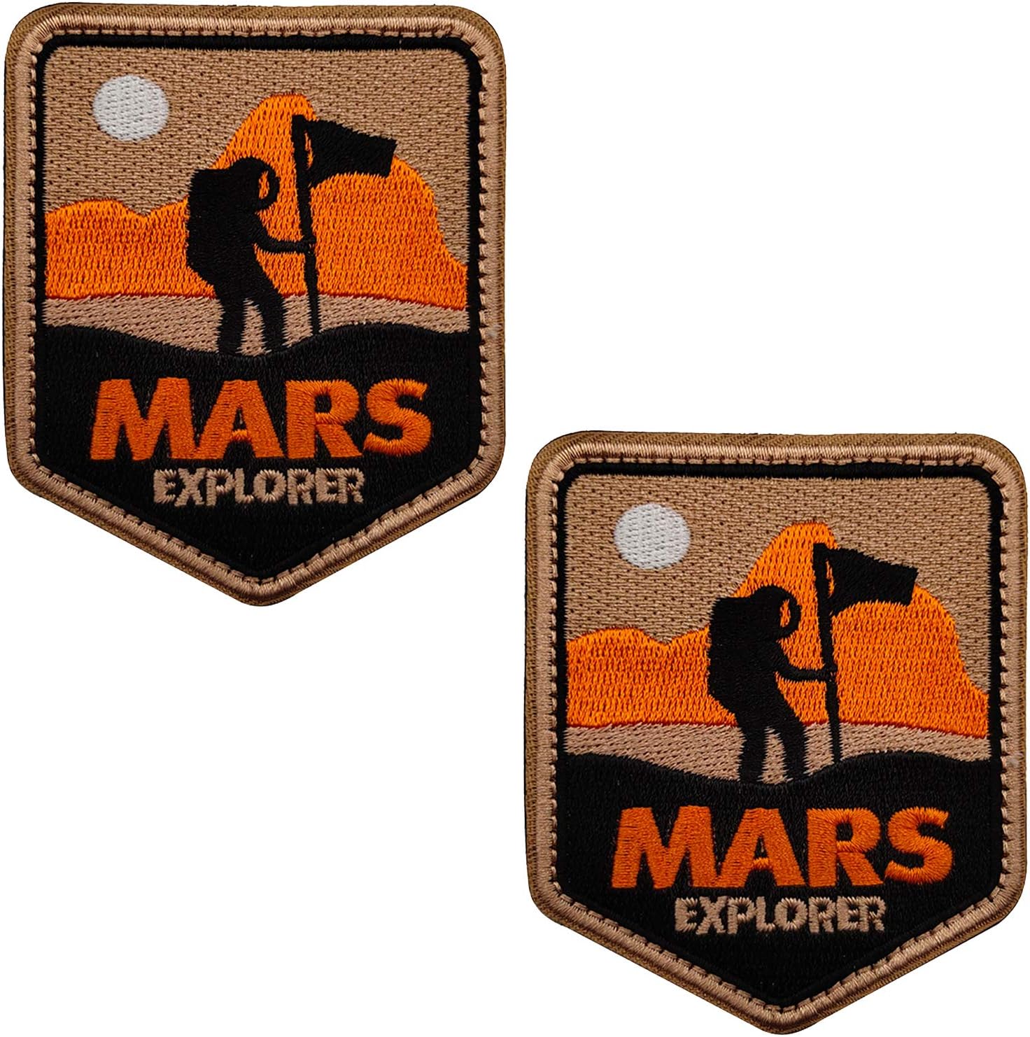 Mars Explore NASA Embroidered Patches Applique Badge - Fastener Hook and Loop Backing - 3.35 x 2.76 Inch - Bubble of 2 Pieces