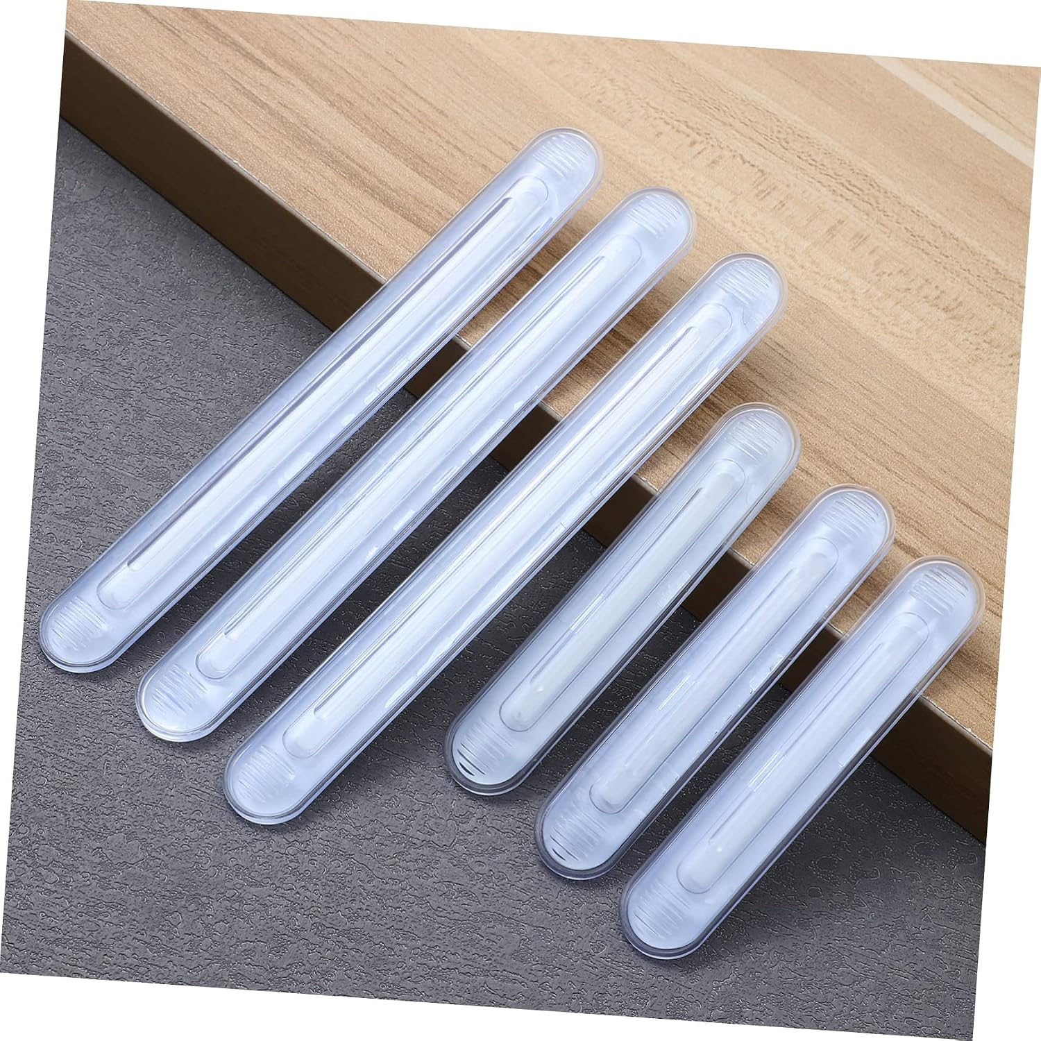 Outanaya 8pcs Adhesive Door Bumpers Invisible Collision Protection Strips for Cabinet and Wall No Noise When Closing Wall Protector for Home Office and Furniture