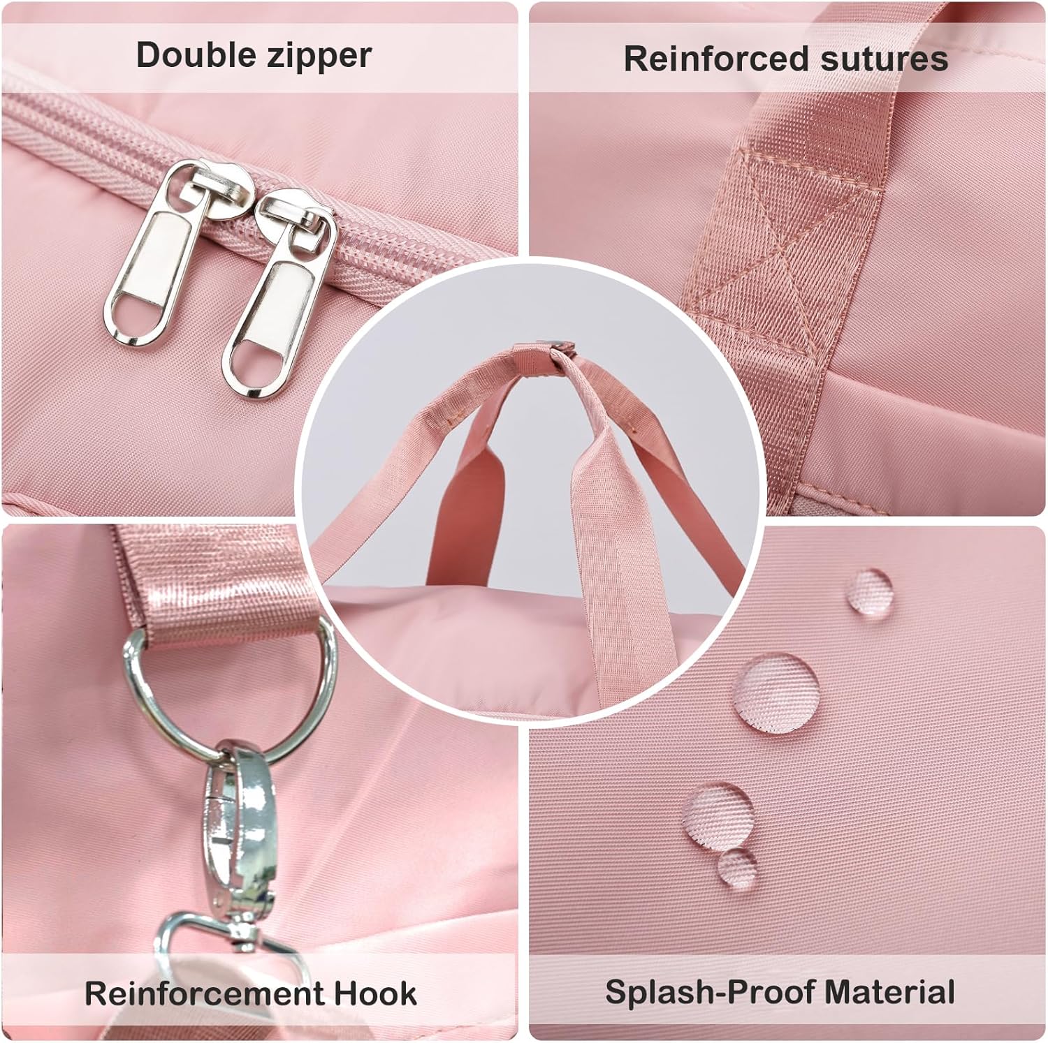 Eslcorri Gym Duffle Bag for Women Men, Sports Backpack with Wet & Shoe Compartment, Fitness Overnight Weekender Bag for Yoga, Swim, Travel (Style B, Light Purple) - Image 5