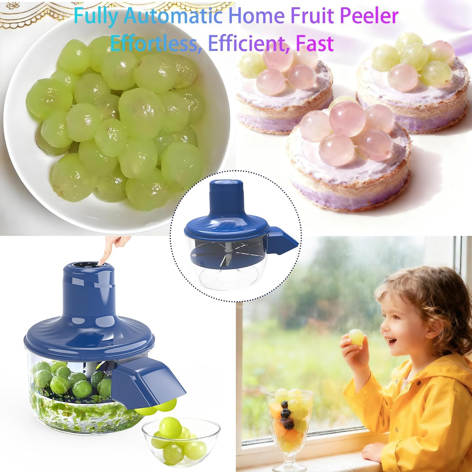 Automatic Grape Peeler Machine,Electric Peeling Skin Remover Tool for Small Fruits,Automatic Garlic & Cherry Tomato Peeler Skin Remover Tool for Grape,Efficient Peeling Kitchen Gadget for Home Use