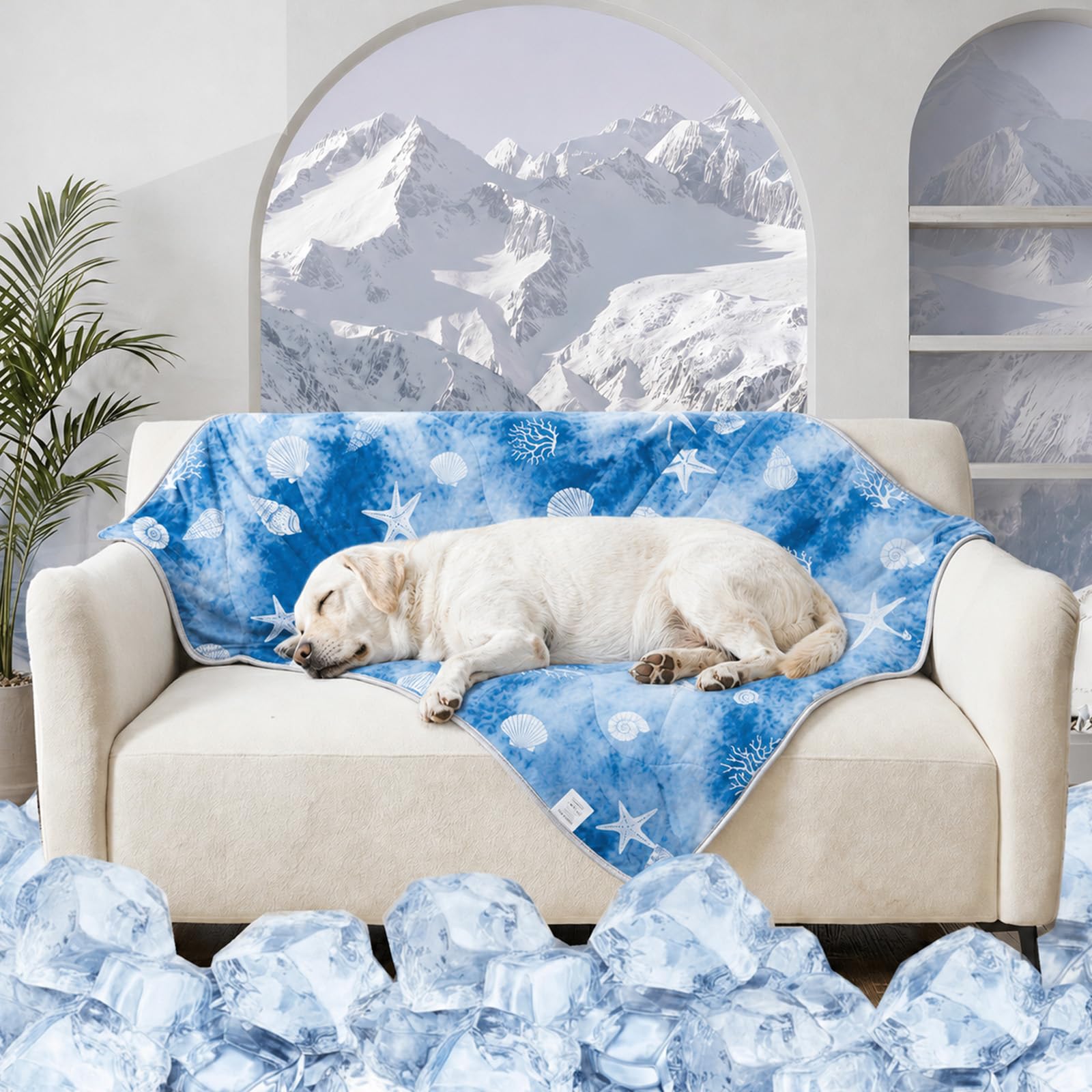 Qieryun Cooling Blanket for Dogs, Dog Cooling Mat for Medium Dogs and Pets, Breathable Summer Washable Cooling Dog Pad Throw Q-Max > 0.5, Soft Durable Self for Hot Weather 30x40, Blue