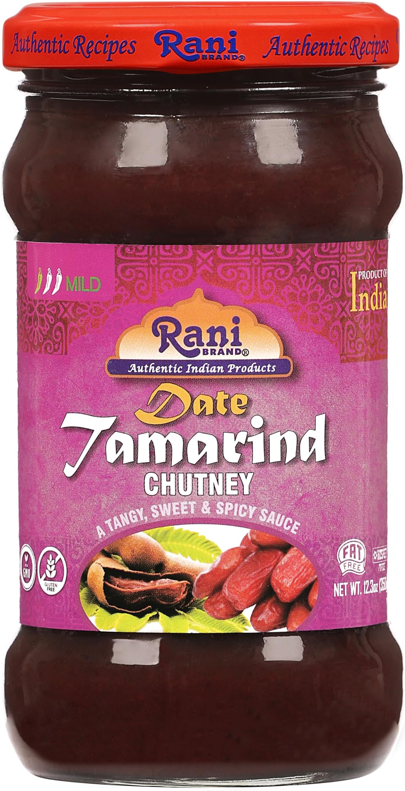 Rani Dates & Tamarind (Imli) Chutney 12.3oz (350g) Glass Jar, Ready to eat, Vegan ~ Gluten Free | NON-GMO | Kosher | No Colors | Indian Origin