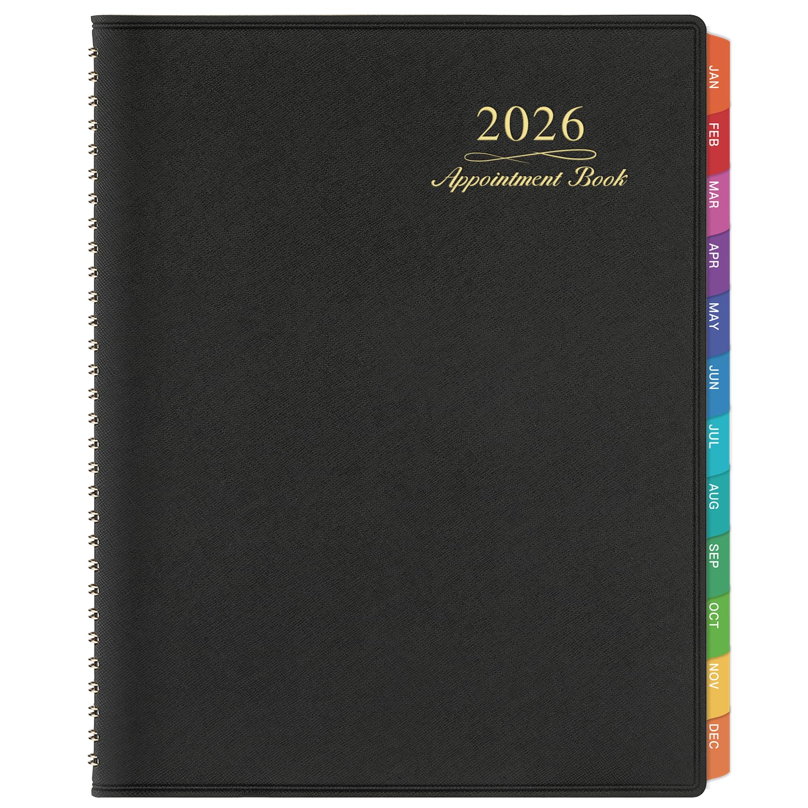Appointment Book/Planner 2026 - Weekly Appointment Book 2026, January 2026 - December 2026, Daily/Hourly Planner with Tabs, 15 Minutes, 8.26" x 11.4", Wirebound - Black