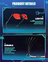 Vista 4 de TIJN Sleep Glasses for 99.9% TR90 Blue Green Light Blocking Dual AR Coatings Red Lens for Computer Gaming Reduce Eyestrain