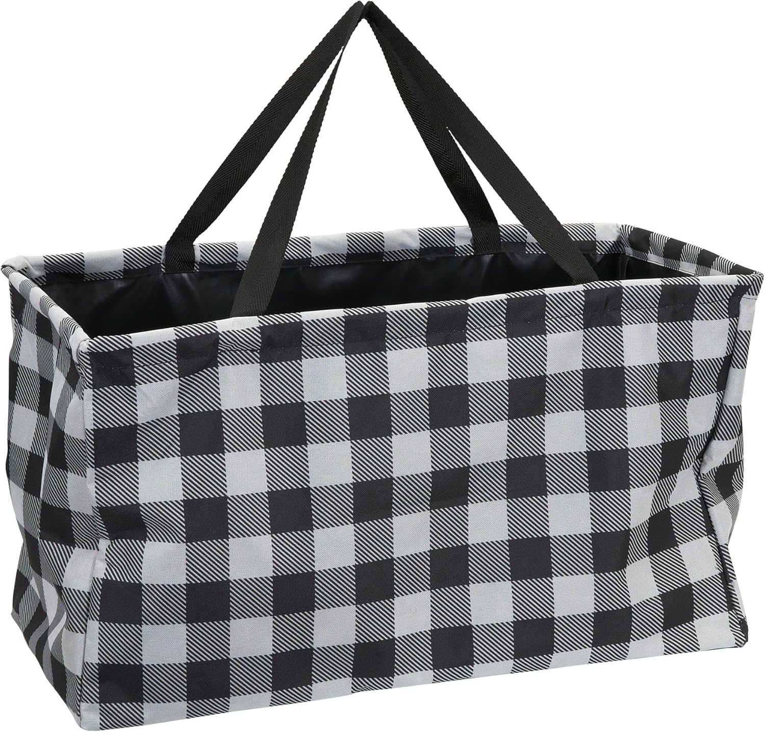 Household Essentials Black and White Plaid Krush Container All-Purpose Utility Tote - Image 4