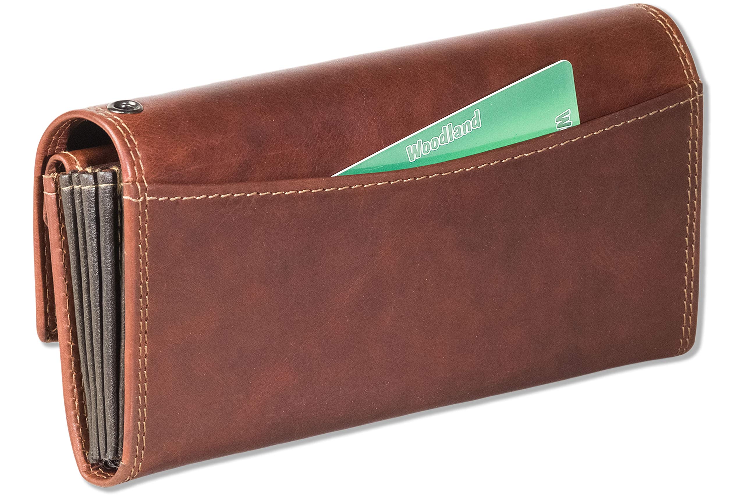 Woodland Original Kellner/TAXIBÖRSE Speziell verstärktes Hartgeldfach HOCHWERTIGES Rindsleder Multicolor/Cognac