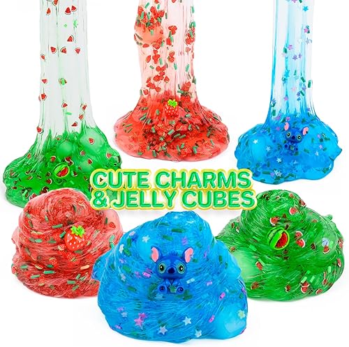 Miniatura 5 de Paquete de 3 cubos de gelatina transparente, juego de 3 piezas de limo transparente para niños, regalos de fiesta, juguetes para aliviar el estrés,