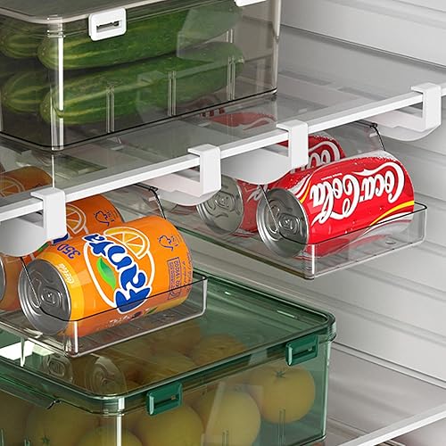Miniatura 6 de Organizador de latas para cajón de refrigerador, estante extraíble colgante para refrescos, huevos, frutas, verduras, carne, contenedor transparente