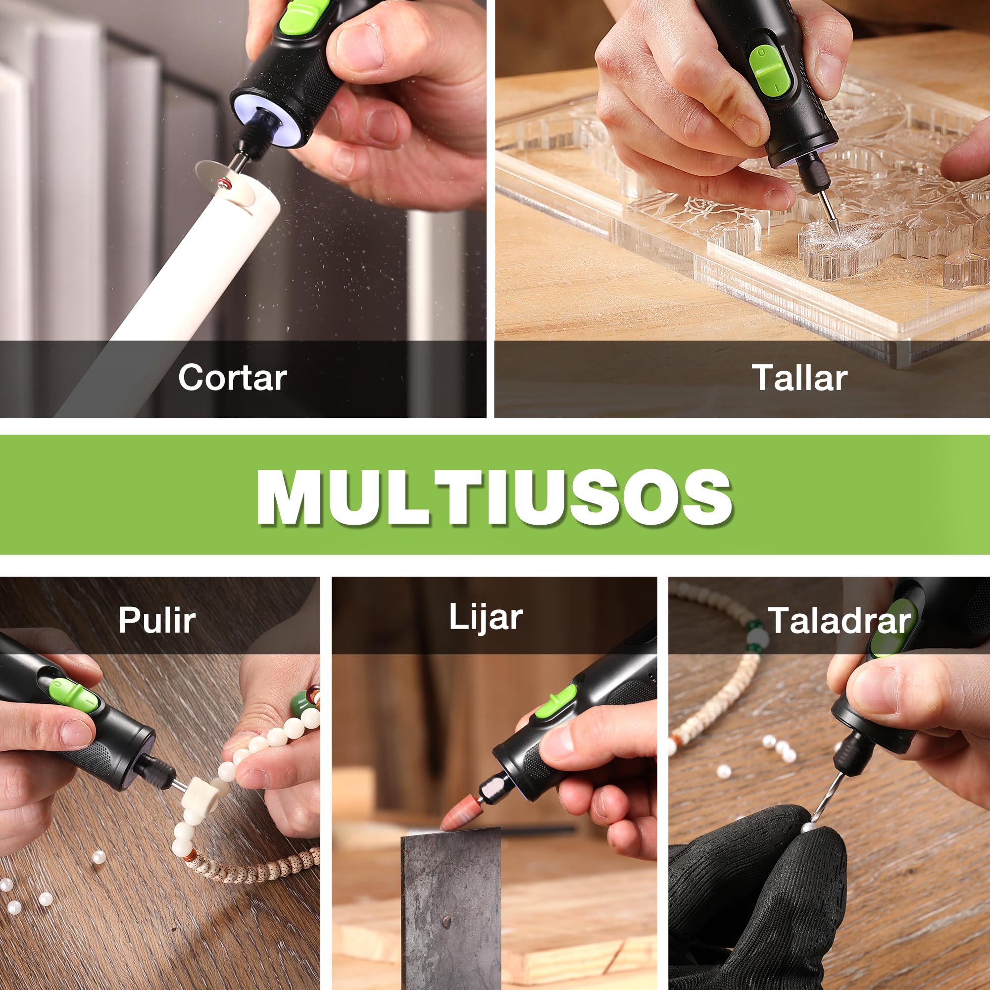 WORKPRO Amoladora Inalámbrica 7,2V, Multiherramienta con 117 Accesorios, Herramienta Rotativa con 6 Velocidades Variables 30000 RPM, Bolsa de Almacenamiento, para Cortar, Esmerilar, Grabar, Perforar | Herramienta Rotativa con 6 Velocidades Variables 30000