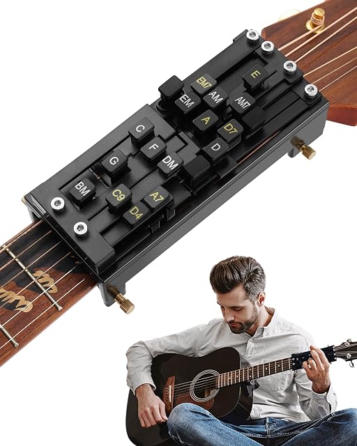 Presser d'accords de guitare portable, aide et entraîneur d'accords de guitare pour guitare acoustique, outils d'apprentissage de la guitare pour débutants et joueurs arthritiques