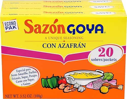 Goya Foods Sazón condimento con azafrán 3.52 onzas (paquete de 3)
