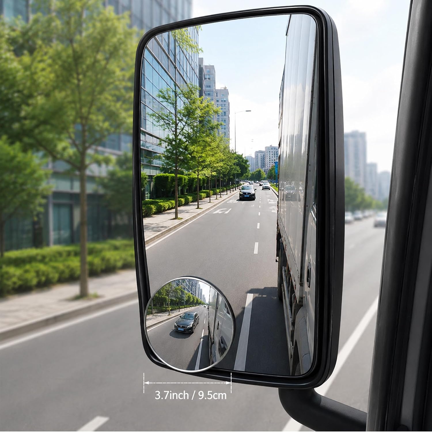 2 PCS 3.75 Inch Convex Blind Spot Mirror for Truck - Adhesive Wide Angle Rear View Spot Mirror, Heavy Duty Universal Side Mirror Accessories for Truck Car SUV(95mm)