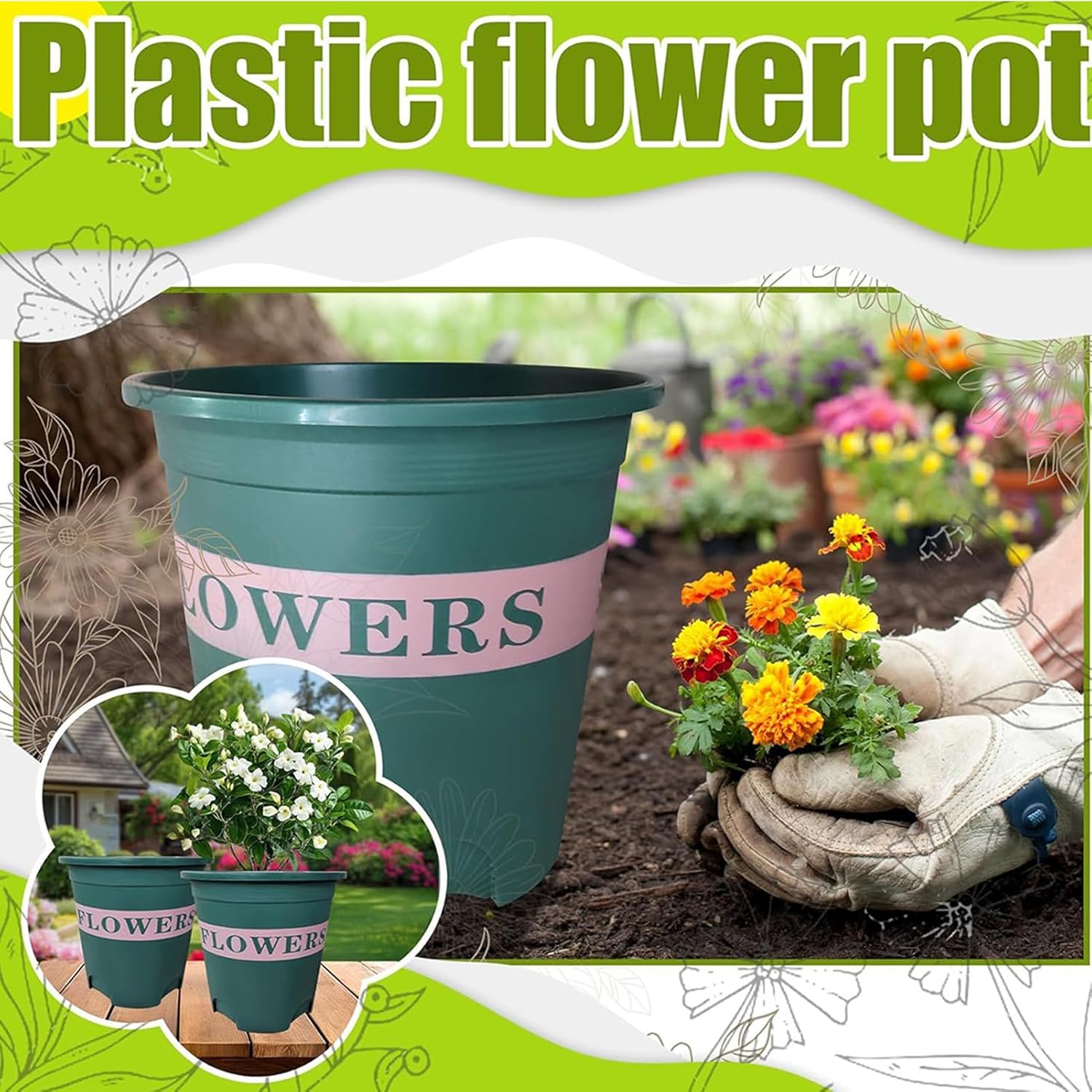 Nursery Pots with Drainage - 5 Pieces Starter Kit for Indoors | Planter Grow Plants | For Gardeners Growers Balcony Garden Vegetables Fruits Patio Flower Beds Greenhouse