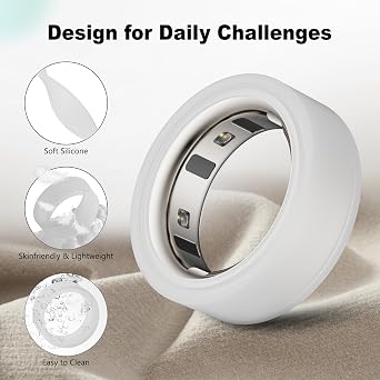 Silicone Cover Compatible for Oura Ring 4/Ring 4 Ceramic/Gen 3 Protector | Anti-Scratch Elastic Jacket Finger Case for Traveling Sleep Woking Out Gym for Women Men-Black+Clear-for Size 12/13/14/15