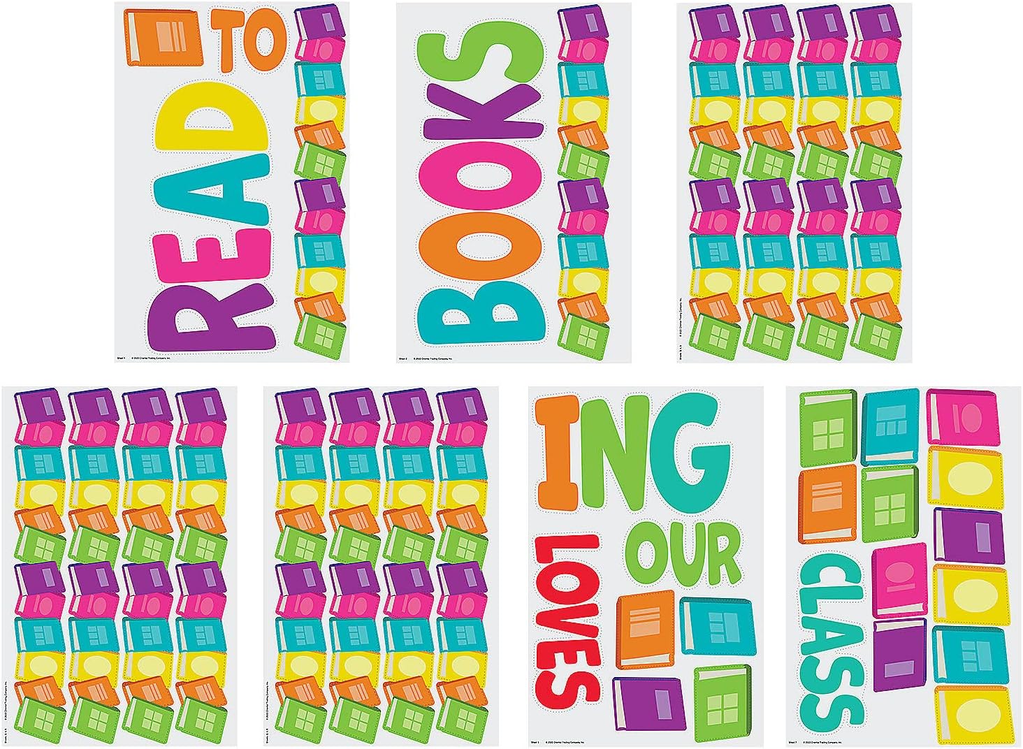 Fun Express Reading Bulletin Board Set, 30 Blank Cutouts, 9 Sheets, 16" x 24.5" Classroom Decor