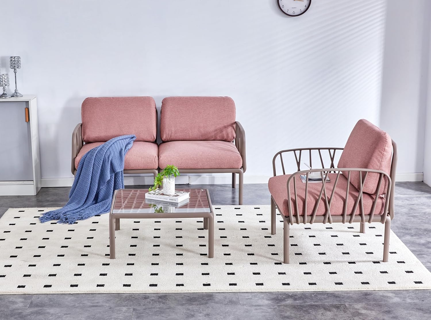 Patio Indoor, Outdoor g Sofa Set Plastic Base with Soft Cushion Weather Waterproof Chair Sectional Furniture for Balcony GPool Lawn Backyard Morden Design Sitting Room Sofa Set
