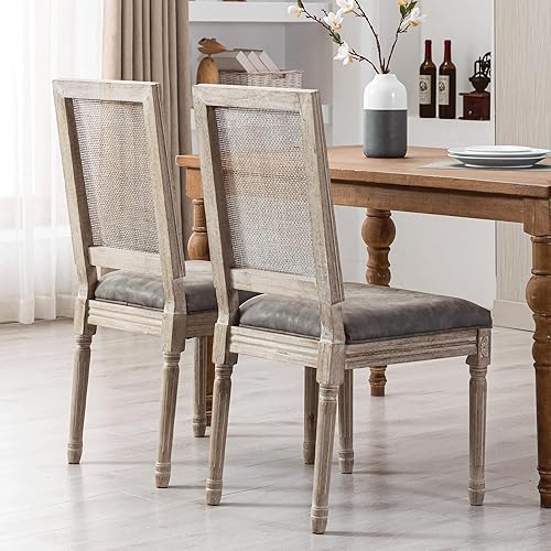 Miniatura 63 de Juego de 4 sillas de comedor de piel sintética, sillas de cocina de mediados de siglo, sillas Parsons tapizadas, sillas laterales con respaldo de