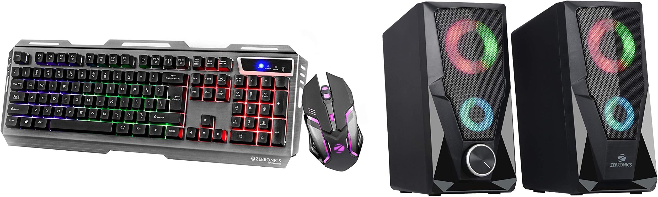ZEBRONICS Transformer Gaming USB Keyboard and Mouse Combo,Braided Cable,Durable Al Body,Multimedia Keys