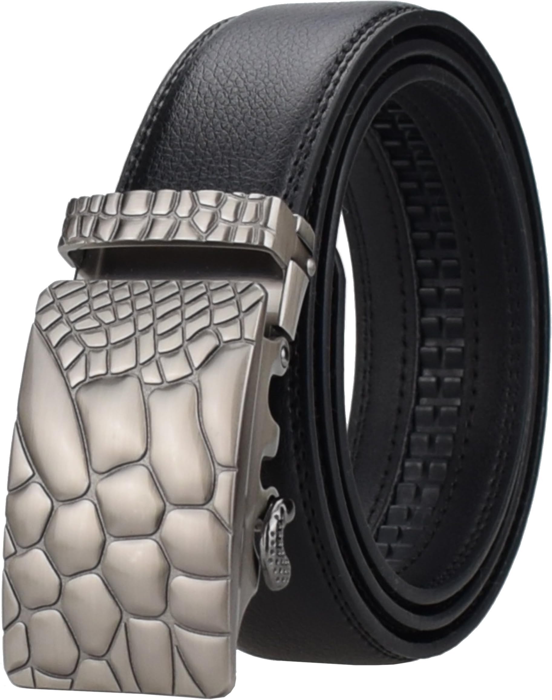 AINISI Belt Mens Black Ratchet Belts Fashion Business Casual Leather Belts(14,125)