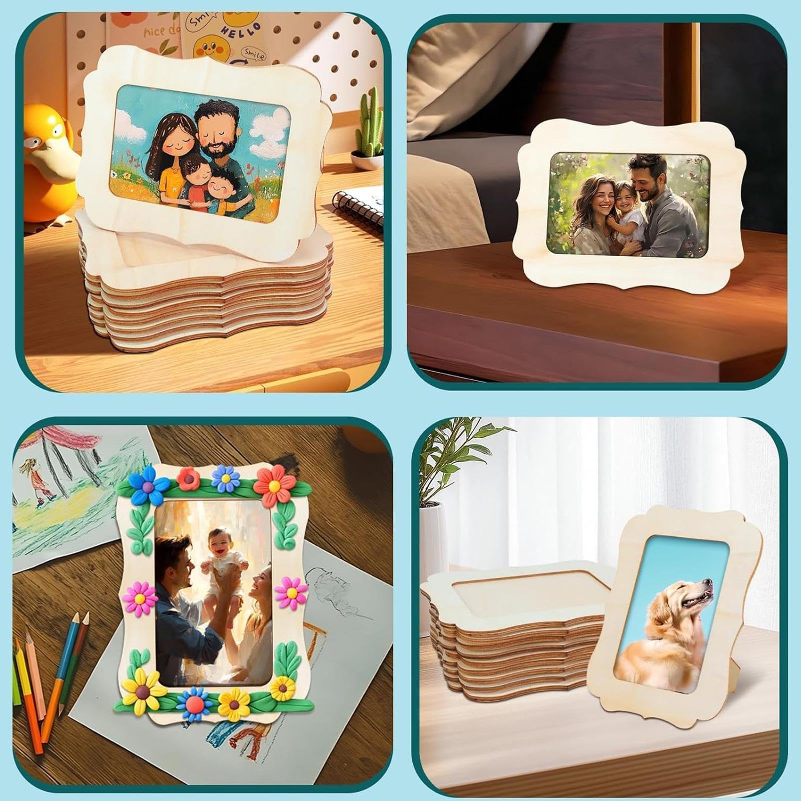 Drewniane Ramki Dla Rękodzieła Zestaw 15 sztuk 10x15 cm DIY Vintage Stojące