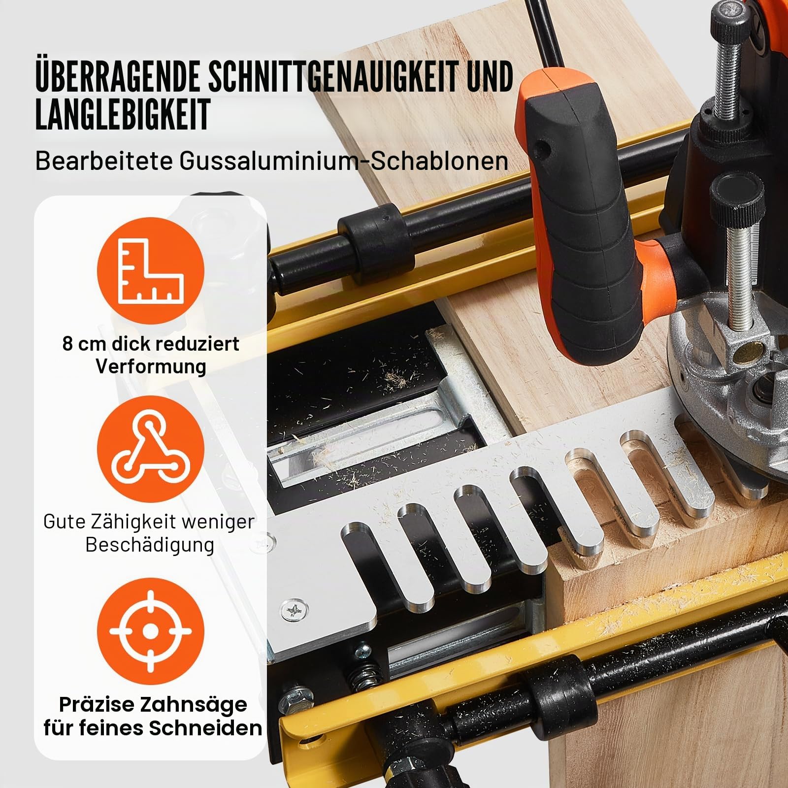 VEVOR Zinkenfräsmaschine 31 cm Breit, Zinkenfrässchablone mit Fräser & 12,7-mm-Schablone, Präzise Ausrichtung, Zapfen- & Zapfenschneidvorrichtung, Werkzeug für Möbel- & Schrankherstellung | Einfache Bedienung, robust und langlebig