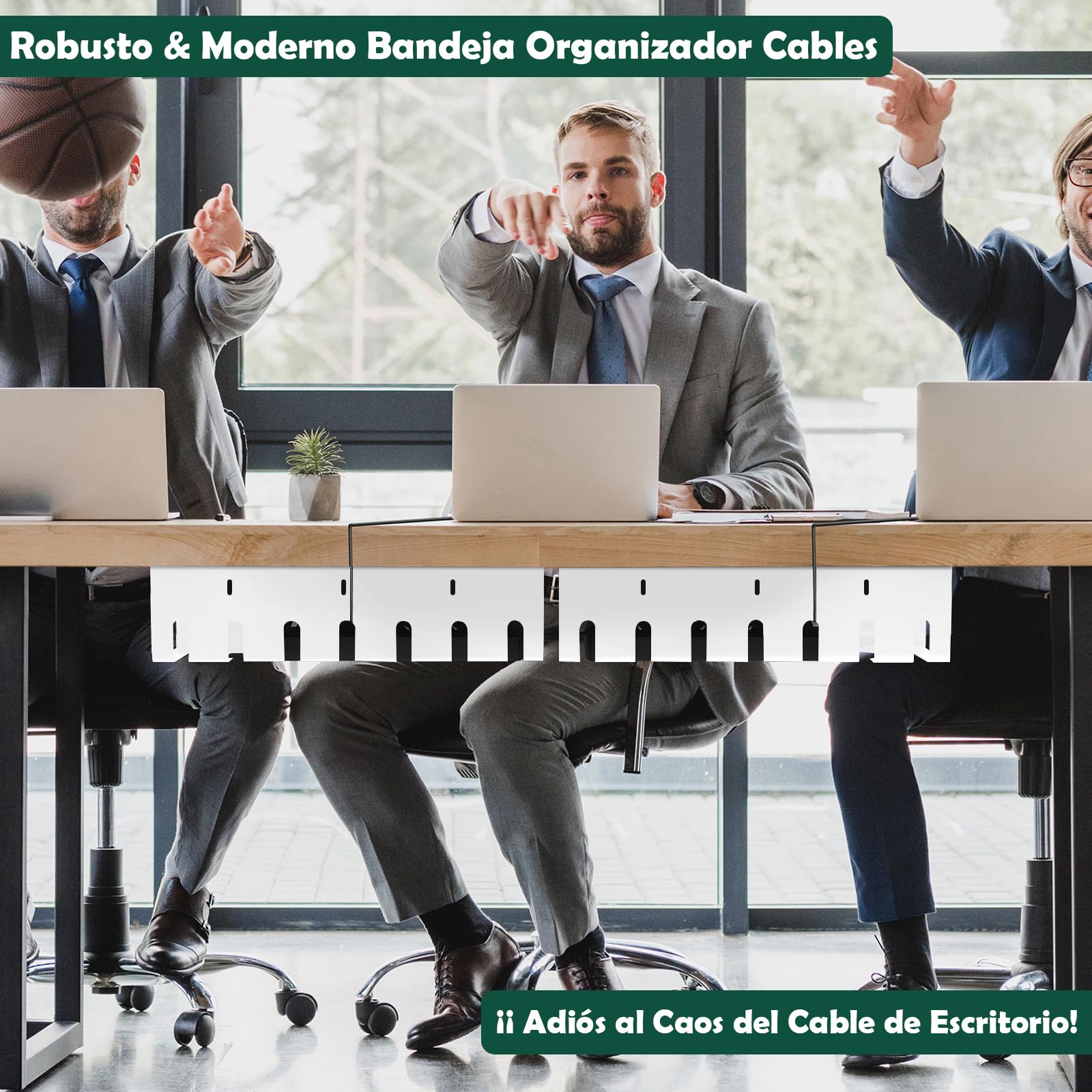 Oududianzi 2PCS Bandejas Gestión de Cable Debajo del Escritorio, Soporta 5kg, Acero al Carbono, Cable Management Under Desk, Bandeja Organizador Cable Escritorio para Hogar u Oficina - Blanco