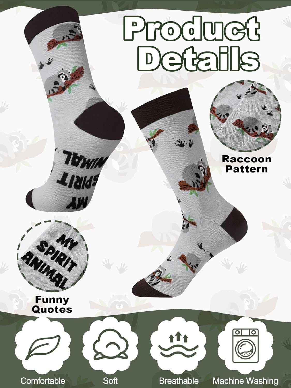 6 Pairs Fun Animal Socks Women Cute Novelty Crew Animal Lovers Socks for Birthday Spring Easter Gifts - Image 4