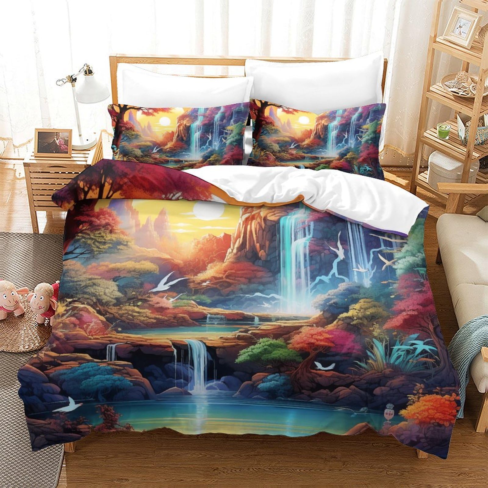 Housse de couette cascade magique 3D pour s'endormir en pleine nature
